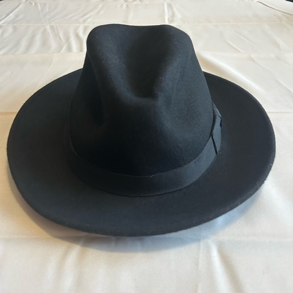 NWT Hats in the Belfry Belfry Bartolo Black Merino Wool Felt Fedora Hat Size XL main image 11